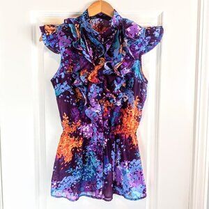 Ali & Kris Abstract Print Ruffle Sleeveless Top